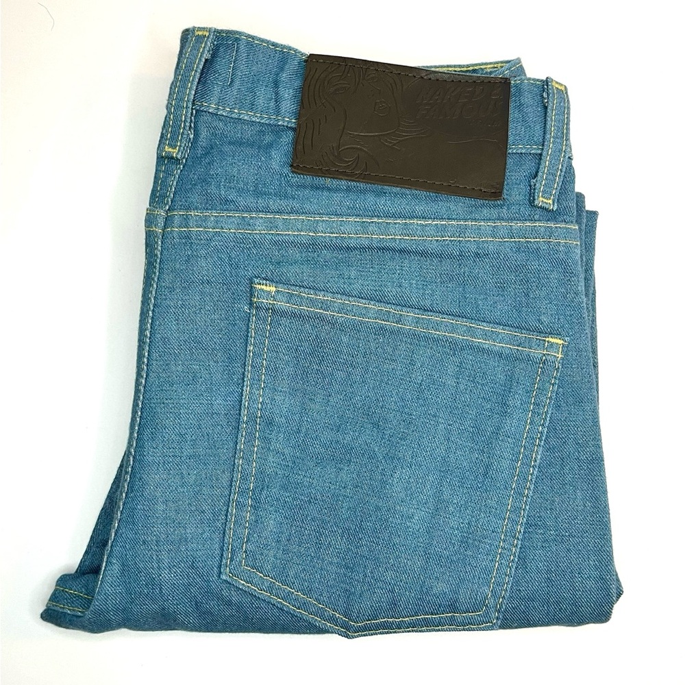 NAKED & FAMOUS Skinny Guy Jeans Mens Size 31x29 Blue Denim Light Wash Button Fly